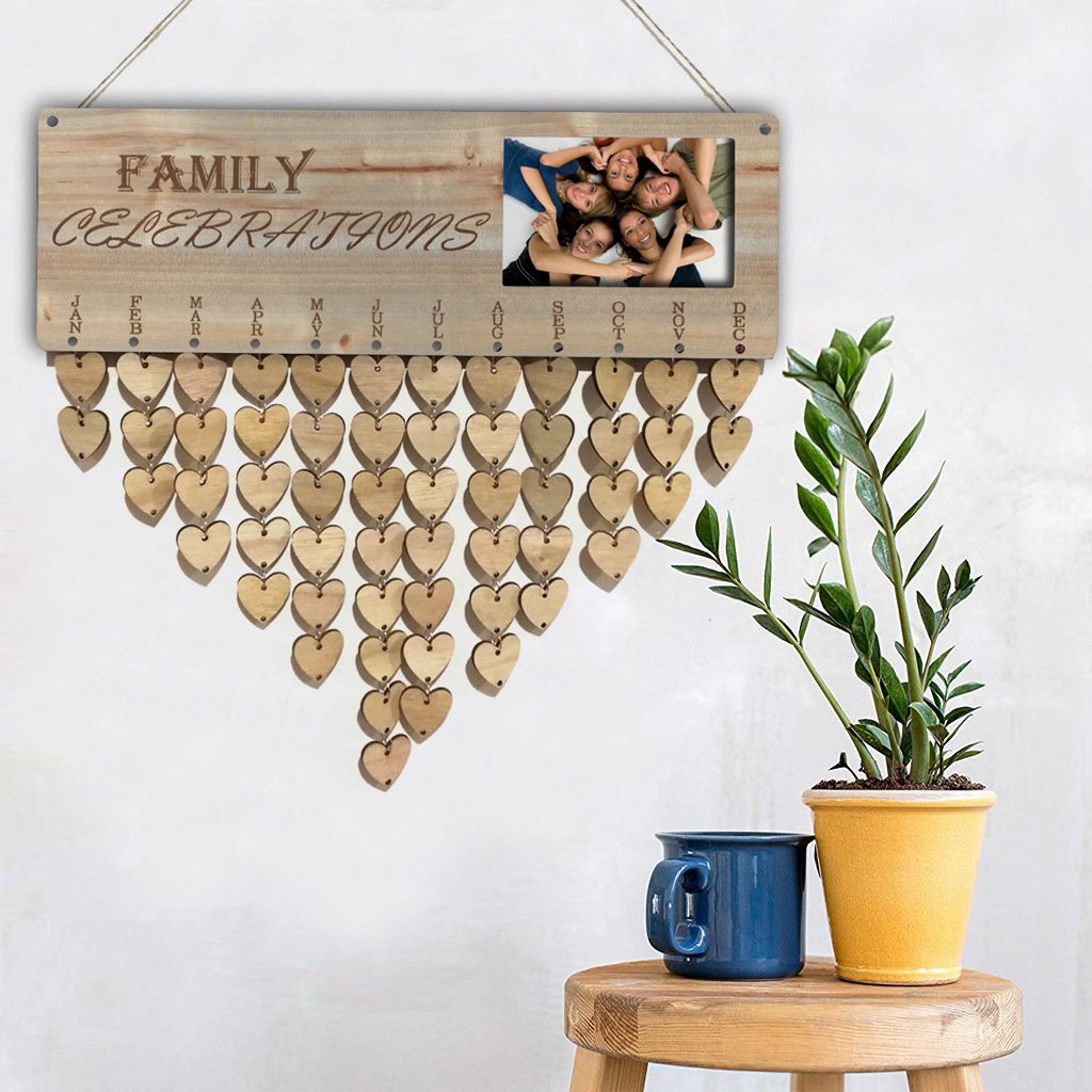 Gifts for Moms Dads - Wooden Family Birthday Reminder Calendar Board