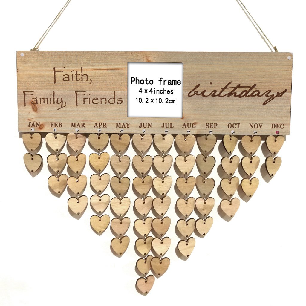 Gifts for Moms Dads - Wooden Family Birthday Reminder Calendar Board