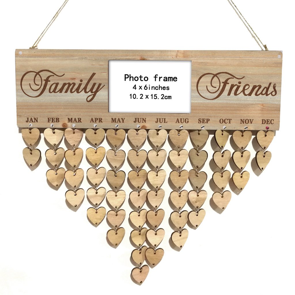Gifts for Moms Dads - Wooden Family Birthday Reminder Calendar Board