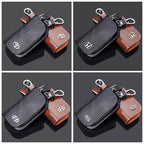🔥(BUY 1 GET 1 AT 50% OFF)-Car Logo Leather Wood Texture Car Key Case