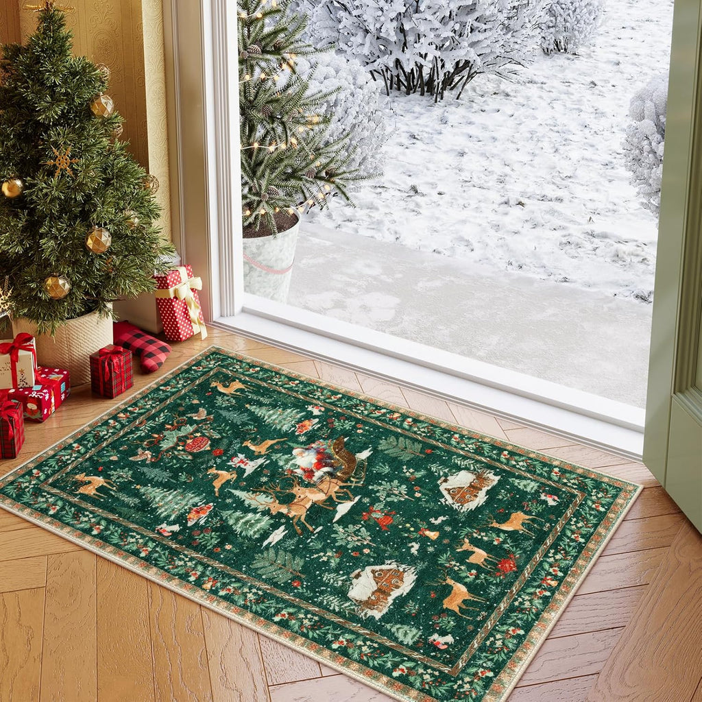 🎄🔥Soft Christmas Tree Santa Claus Carpet Runner
