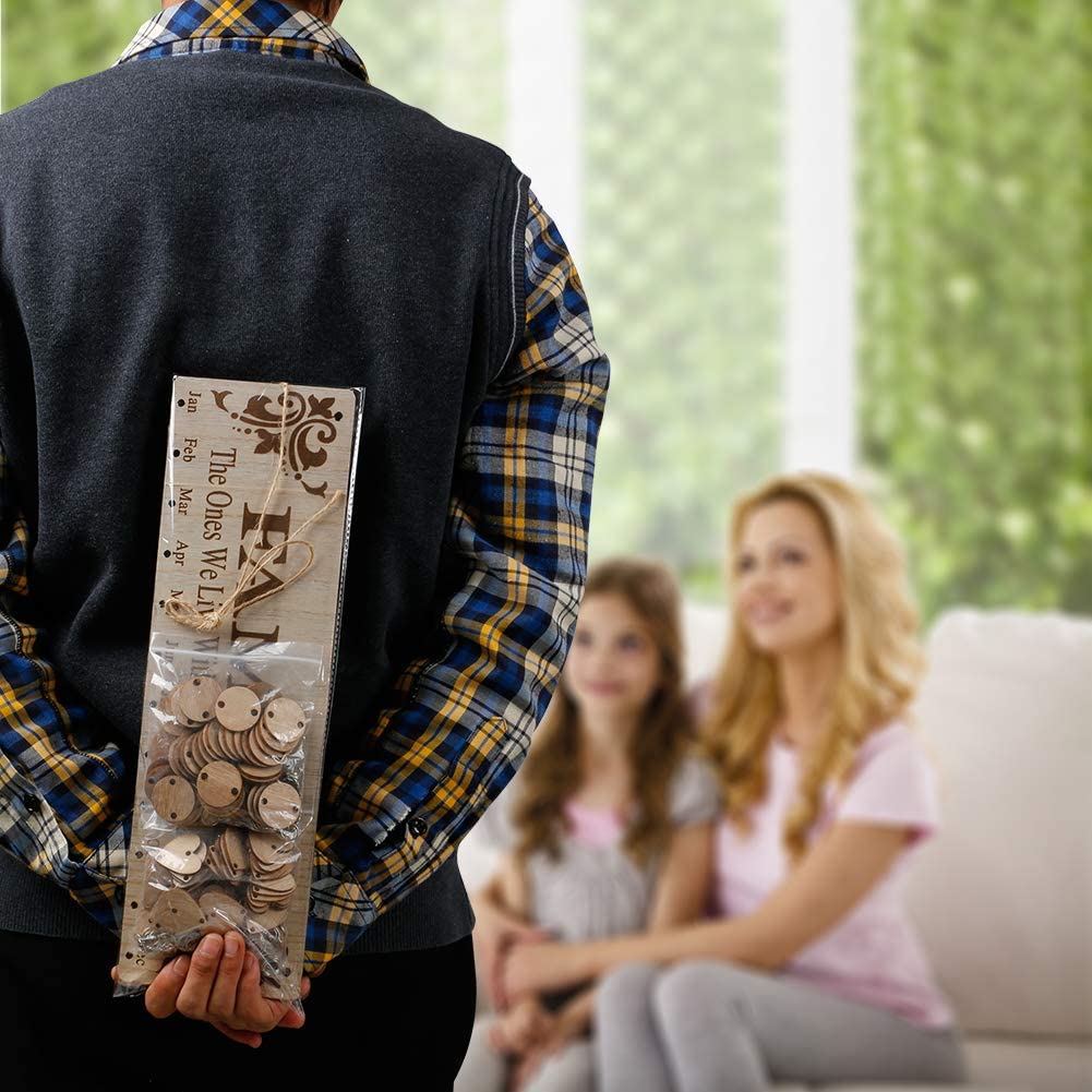 Gifts for Moms Dads - Wooden Family Birthday Reminder Calendar Board.