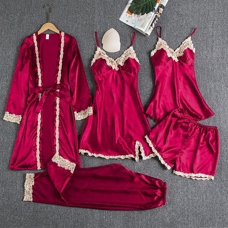 🔥BUY 2 FREE SHIPPING & GET 10% OFF🔥Blushy Silk 5 Piece Pajama Set